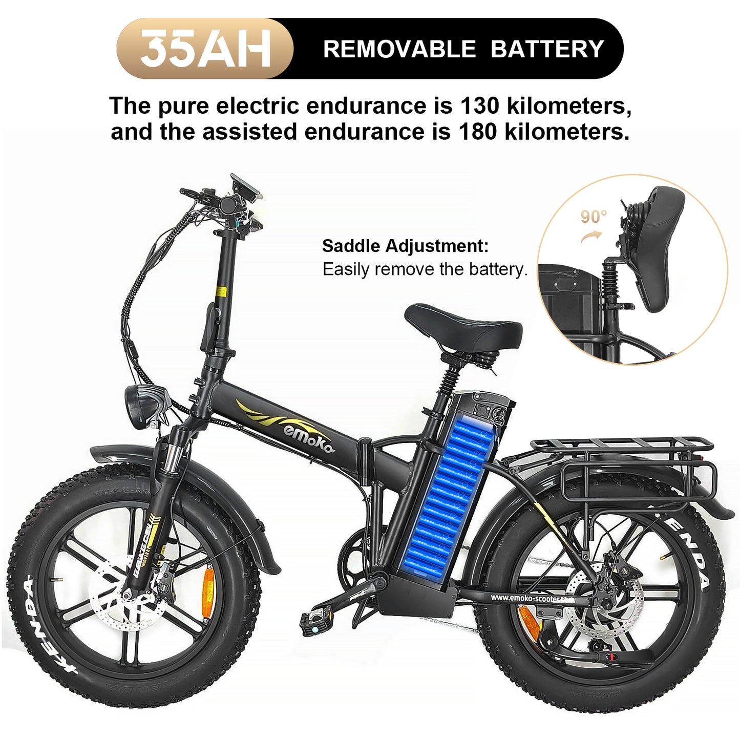 C94 folding electric bike 48v 35AH battery long range